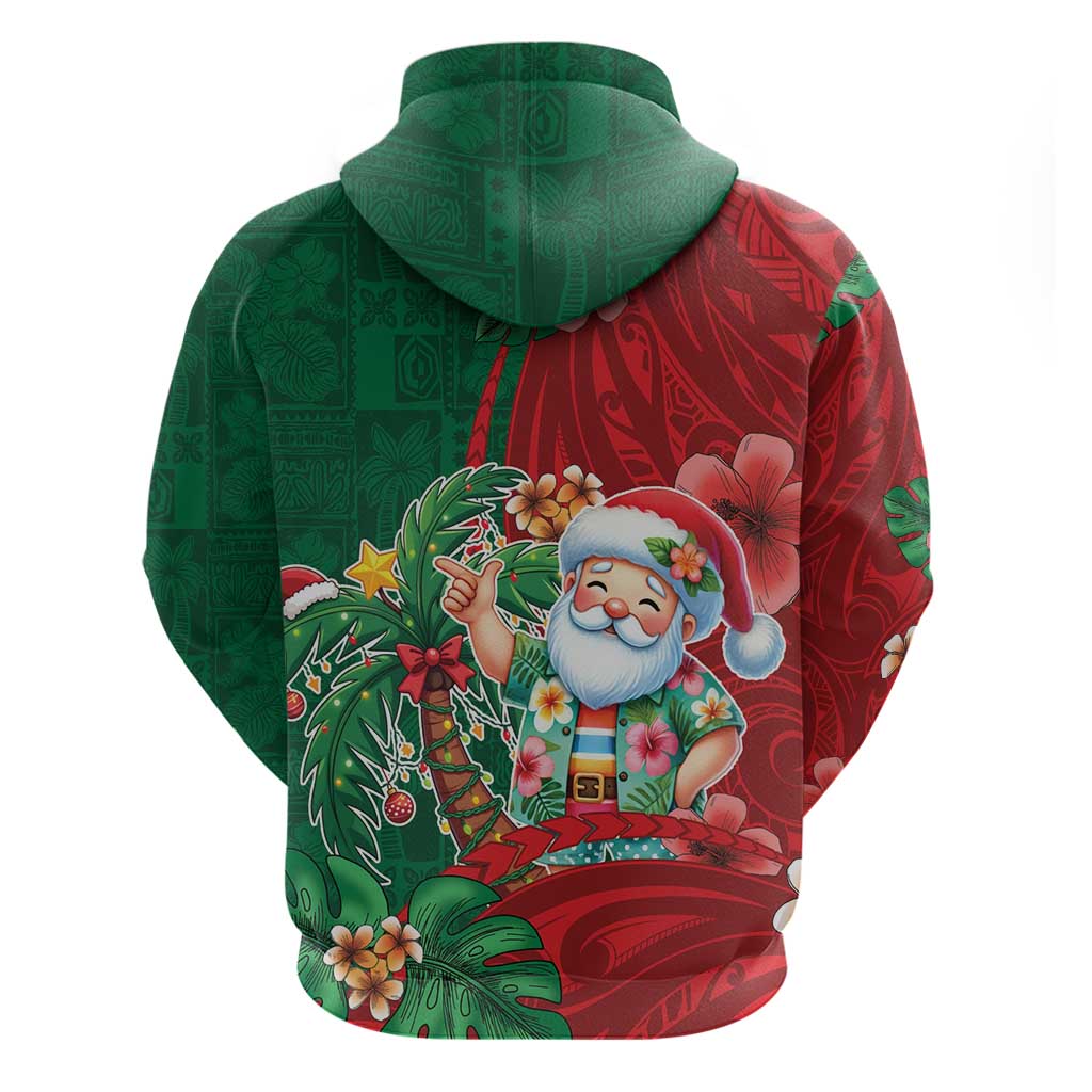Hawaii Christmas Zip Hoodie Mele Kalikimaka Funny Hawaiian Santa - Polynesian Pride