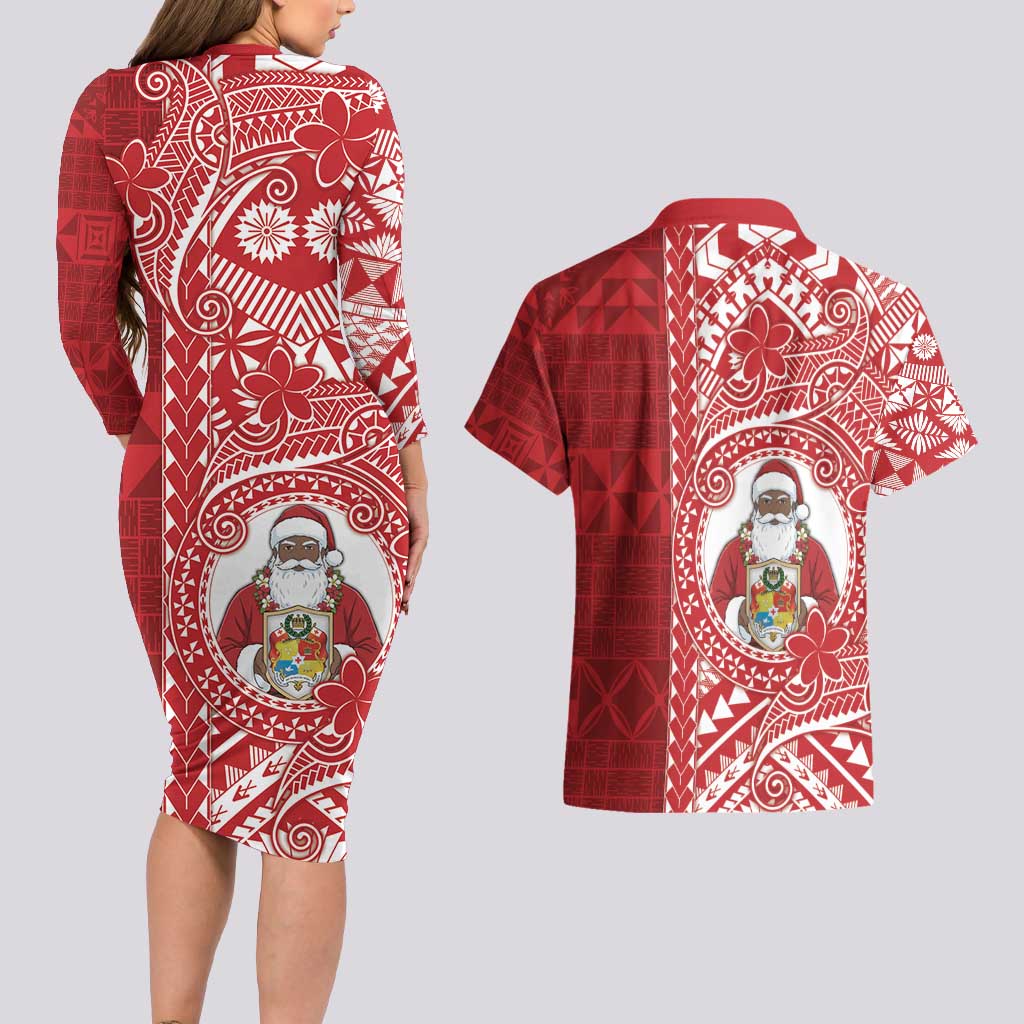 Tonga Christmas Couples Matching Long Sleeve Bodycon Dress and Hawaiian Shirt Kilisimasi Fiefia DT05 - Polynesian Pride