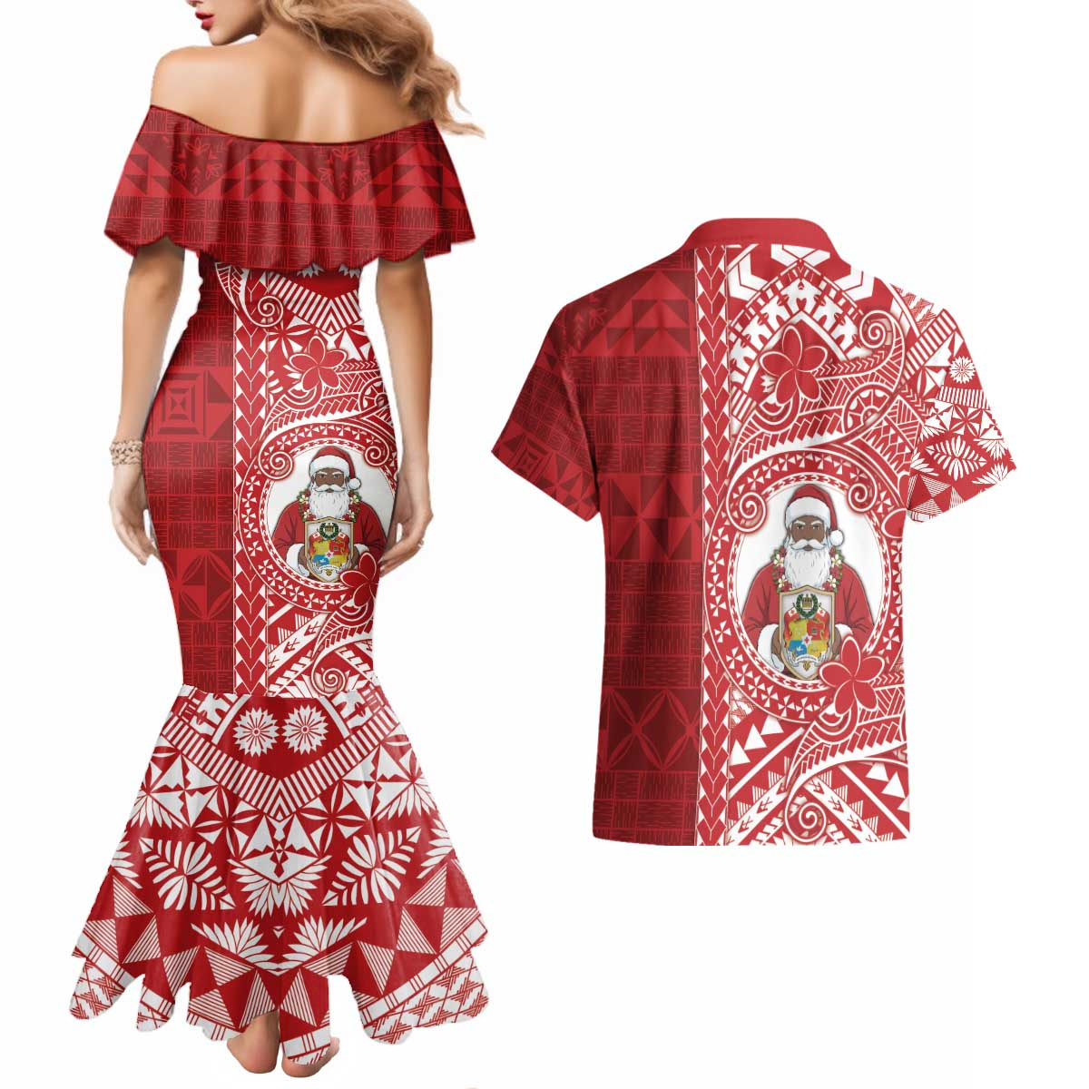 Tonga Christmas Couples Matching Mermaid Dress and Hawaiian Shirt Kilisimasi Fiefia DT05 - Polynesian Pride