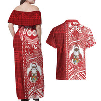 Tonga Christmas Couples Matching Off Shoulder Maxi Dress and Hawaiian Shirt Kilisimasi Fiefia DT05 - Polynesian Pride