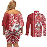 Tonga Christmas Couples Matching Off Shoulder Short Dress and Long Sleeve Button Shirt Kilisimasi Fiefia DT05 - Polynesian Pride