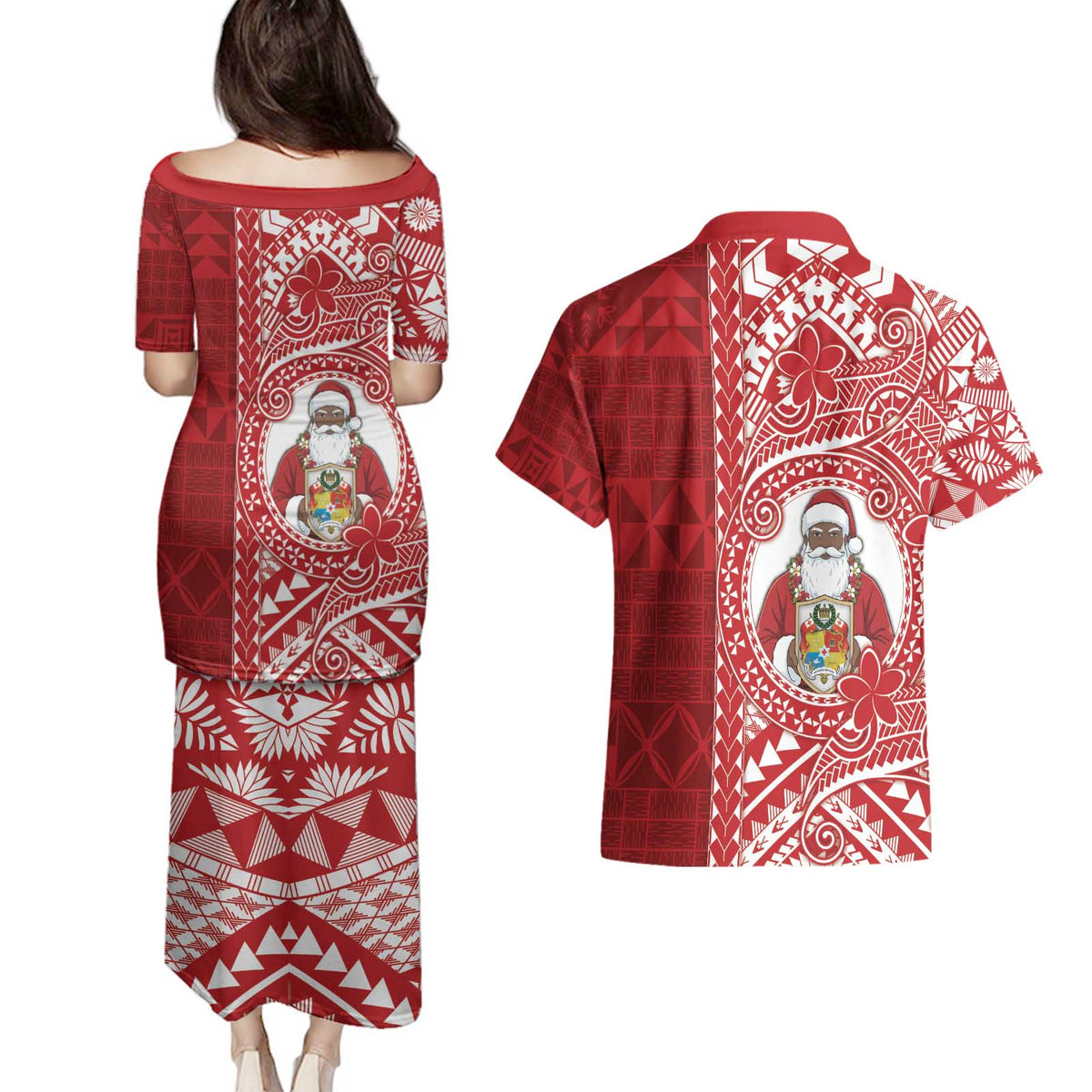 Tonga Christmas Couples Matching Puletasi and Hawaiian Shirt Kilisimasi Fiefia DT05 - Polynesian Pride