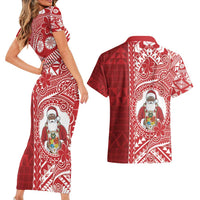 Tonga Christmas Couples Matching Short Sleeve Bodycon Dress and Hawaiian Shirt Kilisimasi Fiefia DT05 - Polynesian Pride