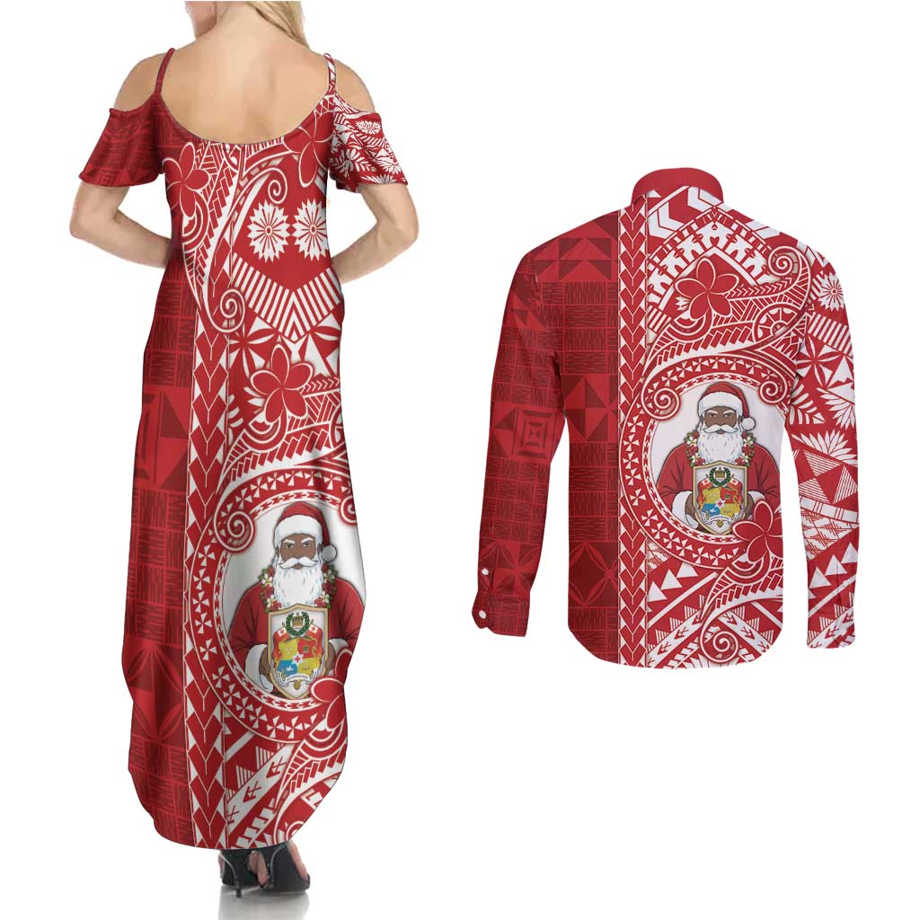 Tonga Christmas Couples Matching Summer Maxi Dress and Long Sleeve Button Shirt Kilisimasi Fiefia DT05 - Polynesian Pride