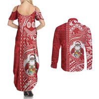 Tonga Christmas Couples Matching Summer Maxi Dress and Long Sleeve Button Shirt Kilisimasi Fiefia DT05 - Polynesian Pride