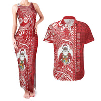 Tonga Christmas Couples Matching Tank Maxi Dress and Hawaiian Shirt Kilisimasi Fiefia DT05 Red - Polynesian Pride