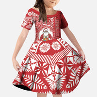 Tonga Christmas Family Matching Mermaid Dress and Hawaiian Shirt Kilisimasi Fiefia DT05 Daughter's Dress Red - Polynesian Pride