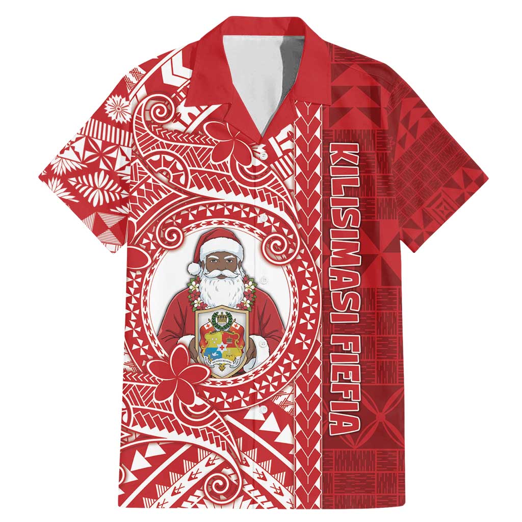 Tonga Christmas Family Matching Mermaid Dress and Hawaiian Shirt Kilisimasi Fiefia DT05 Dad's Shirt - Short Sleeve Red - Polynesian Pride