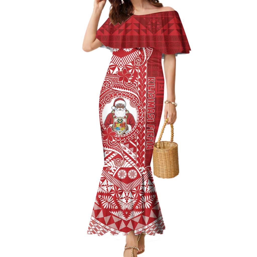 Tonga Christmas Family Matching Mermaid Dress and Hawaiian Shirt Kilisimasi Fiefia DT05 Mom's Dress Red - Polynesian Pride