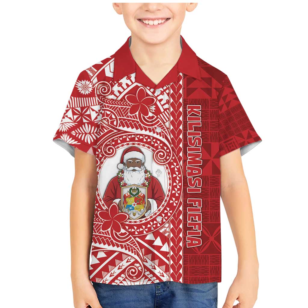 Tonga Christmas Family Matching Mermaid Dress and Hawaiian Shirt Kilisimasi Fiefia DT05 Son's Shirt Red - Polynesian Pride