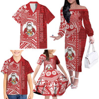 Tonga Christmas Family Matching Off The Shoulder Long Sleeve Dress and Hawaiian Shirt Kilisimasi Fiefia DT05 - Polynesian Pride