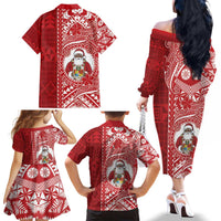 Tonga Christmas Family Matching Off The Shoulder Long Sleeve Dress and Hawaiian Shirt Kilisimasi Fiefia DT05 - Polynesian Pride