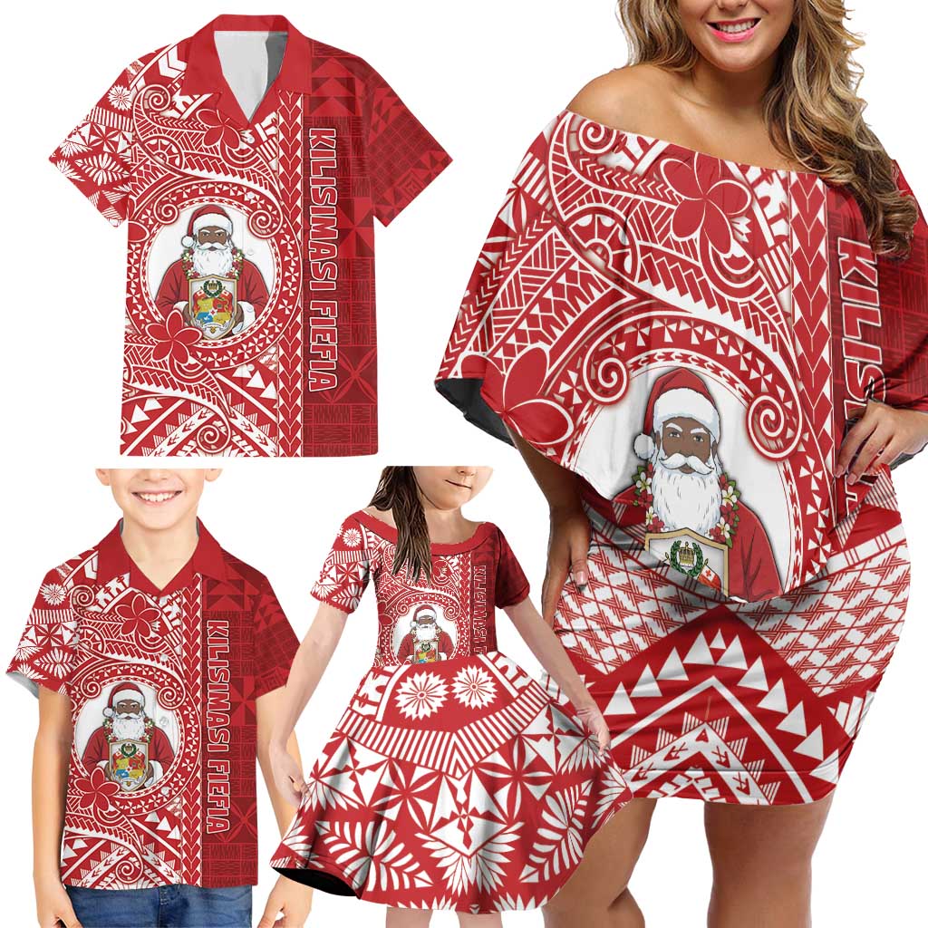 Tonga Christmas Family Matching Off Shoulder Short Dress and Hawaiian Shirt Kilisimasi Fiefia DT05 - Polynesian Pride