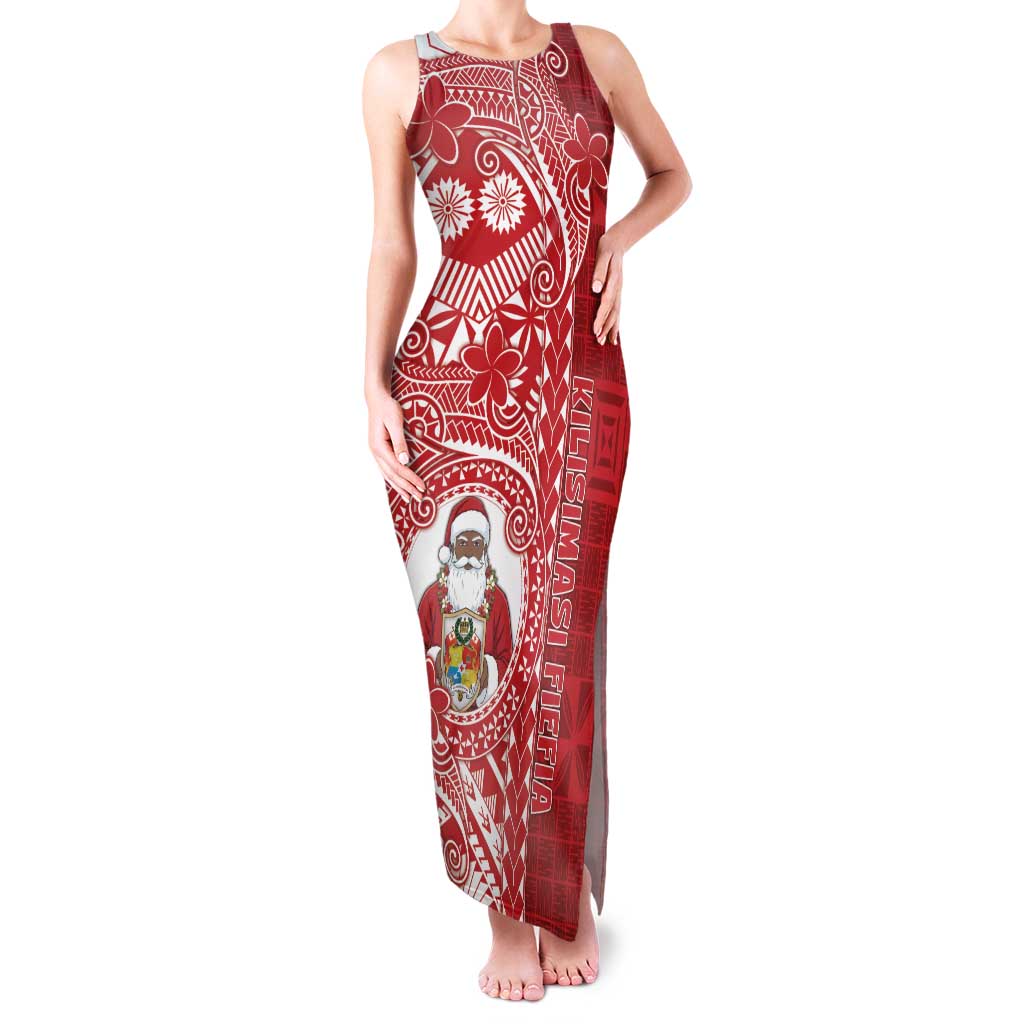 Tonga Christmas Family Matching Tank Maxi Dress and Hawaiian Shirt Kilisimasi Fiefia DT05 Mom's Dress Red - Polynesian Pride