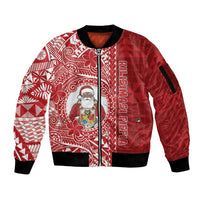 Tonga Christmas Sleeve Zip Bomber Jacket Kilisimasi Fiefia DT05 Unisex Red - Polynesian Pride