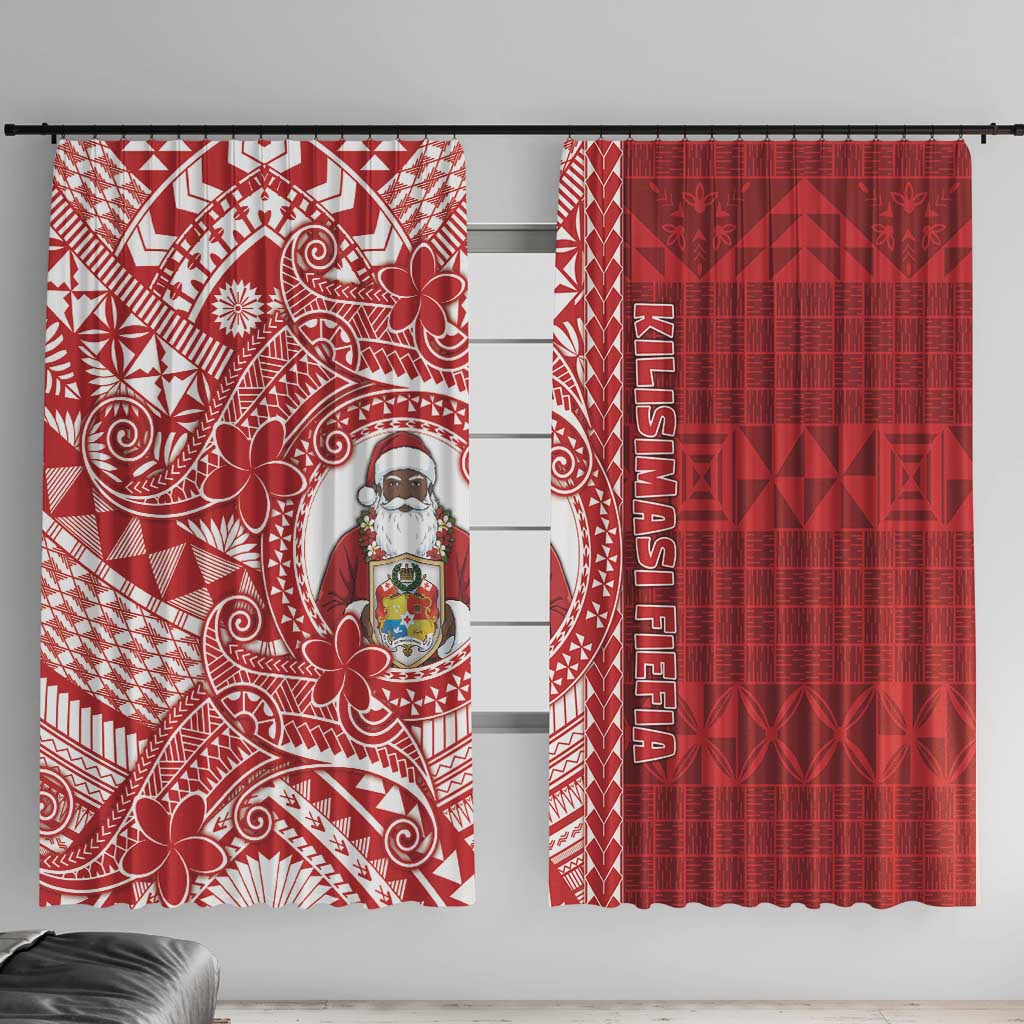 Tonga Christmas Window Curtain Kilisimasi Fiefia DT05 With Hooks Red - Polynesian Pride