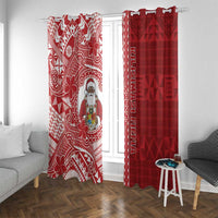 Tonga Christmas Window Curtain Kilisimasi Fiefia DT05 With Grommets Red - Polynesian Pride