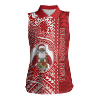 Tonga Christmas Women Sleeveless Polo Shirt Kilisimasi Fiefia DT05 Female Red - Polynesian Pride