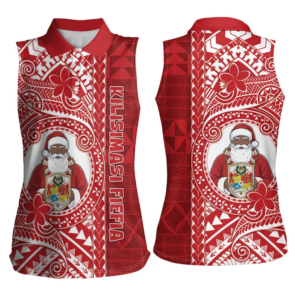 Tonga Christmas Women Sleeveless Polo Shirt Kilisimasi Fiefia DT05 - Polynesian Pride