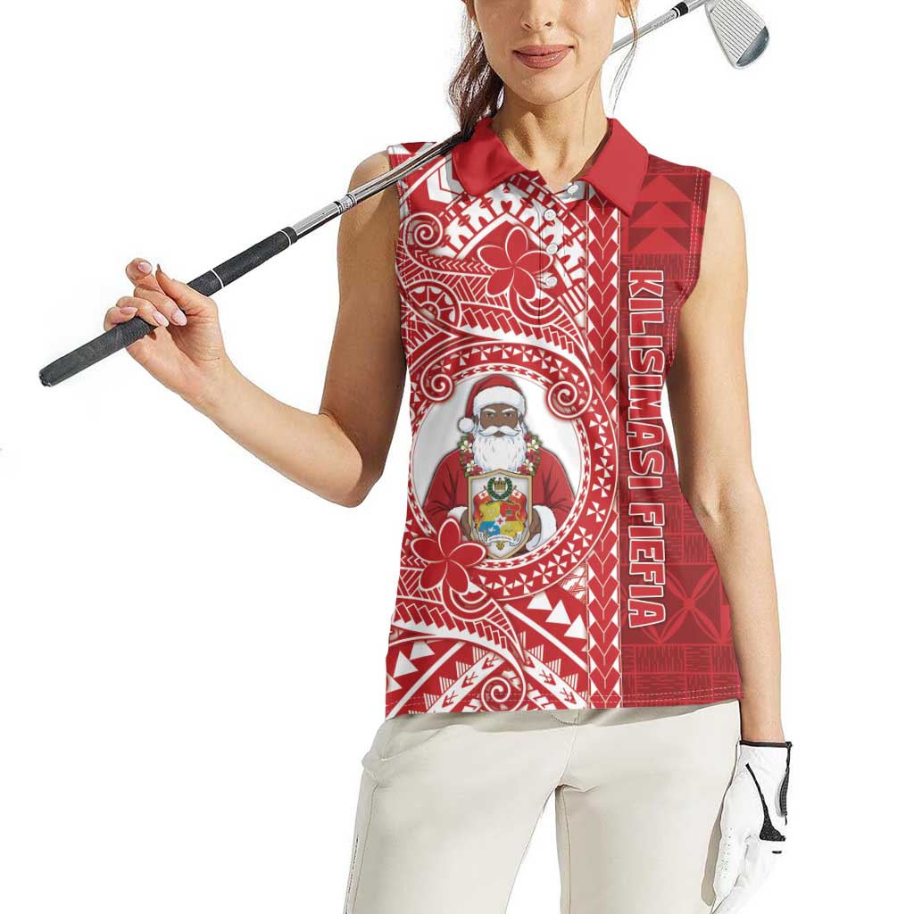 Tonga Christmas Women Sleeveless Polo Shirt Kilisimasi Fiefia DT05 - Polynesian Pride