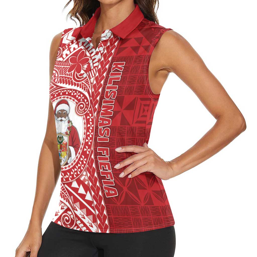 Tonga Christmas Women Sleeveless Polo Shirt Kilisimasi Fiefia DT05 - Polynesian Pride
