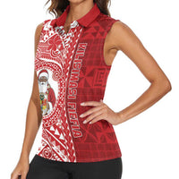 Tonga Christmas Women Sleeveless Polo Shirt Kilisimasi Fiefia DT05 - Polynesian Pride