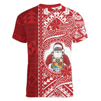 Tonga Christmas Women V-Neck T-Shirt Kilisimasi Fiefia DT05 - Polynesian Pride