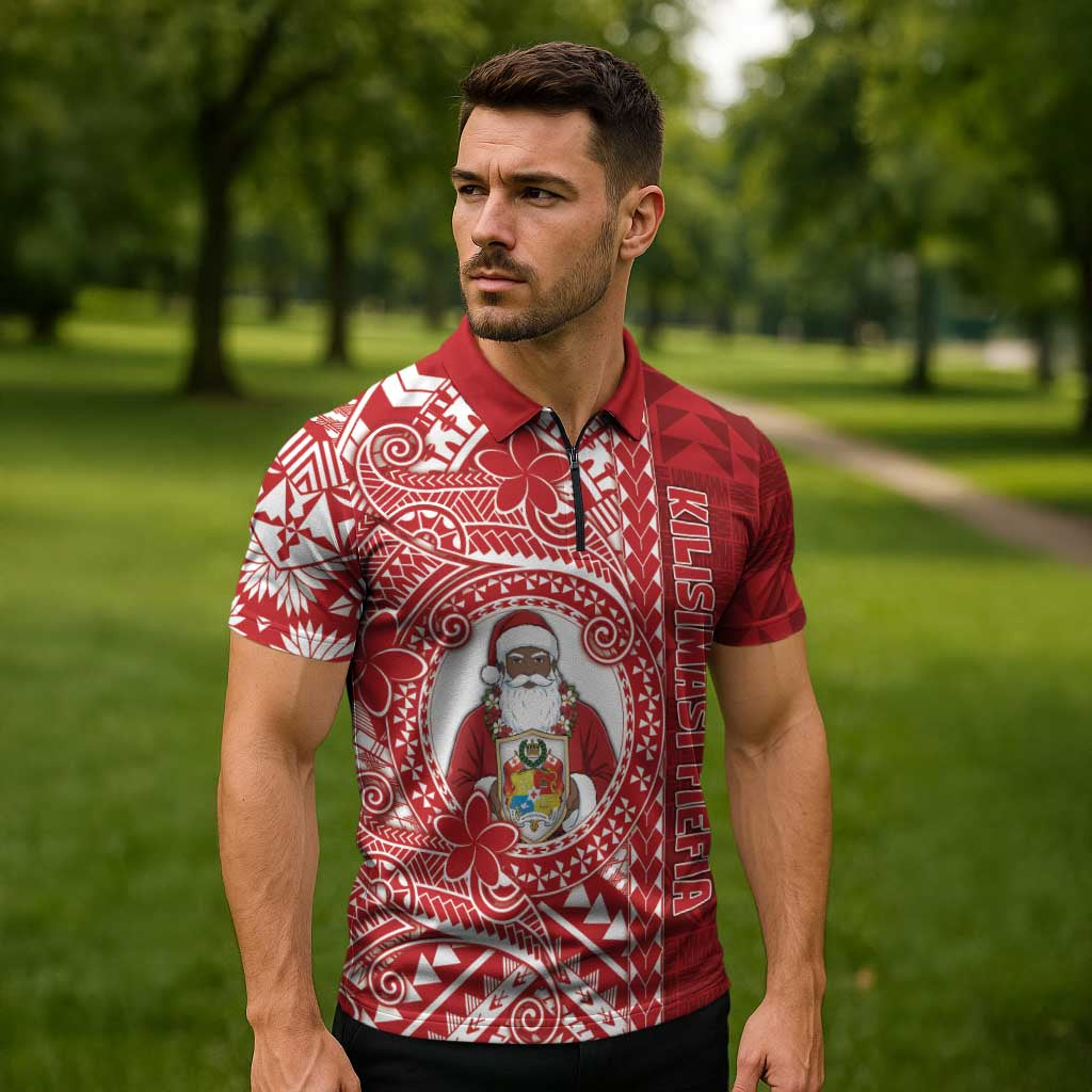 Tonga Christmas Zipper Polo Shirt Kilisimasi Fiefia DT05 - Polynesian Pride