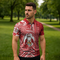 Tonga Christmas Zipper Polo Shirt Kilisimasi Fiefia DT05 - Polynesian Pride