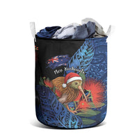 New Zealand Christmas Laundry Basket Santa Kiwi Bird With Pohutukawa Flowers DT05 - Polynesian Pride
