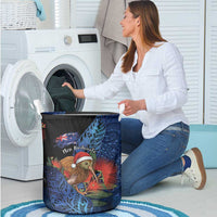 New Zealand Christmas Laundry Basket Santa Kiwi Bird With Pohutukawa Flowers DT05 - Polynesian Pride