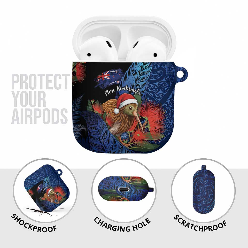 New Zealand Christmas AirPods Case Santa Kiwi Bird With Pohutukawa Flowers DT05 - Polynesian Pride