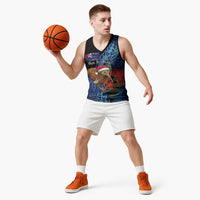 Personalised New Zealand Christmas Basketball Jersey Santa Kiwi Bird With Pohutukawa Flowers DT05 - Polynesian Pride