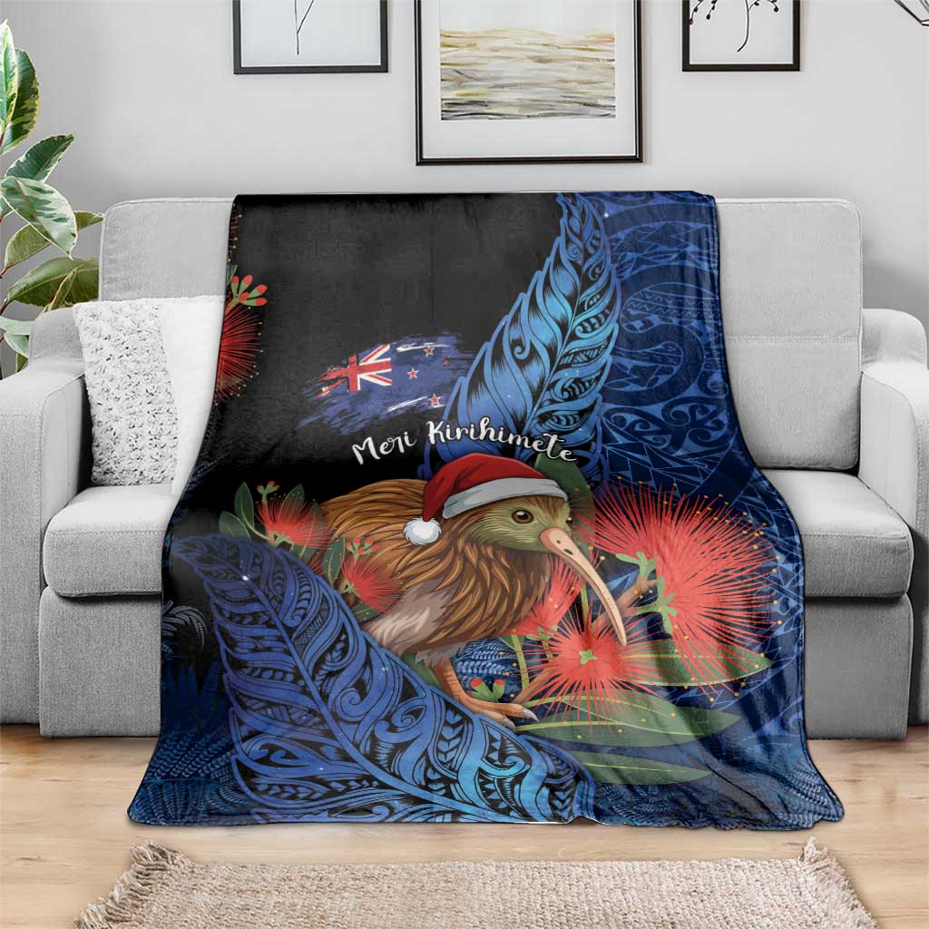 New Zealand Christmas Blanket Santa Kiwi Bird With Pohutukawa Flowers DT05 - Polynesian Pride