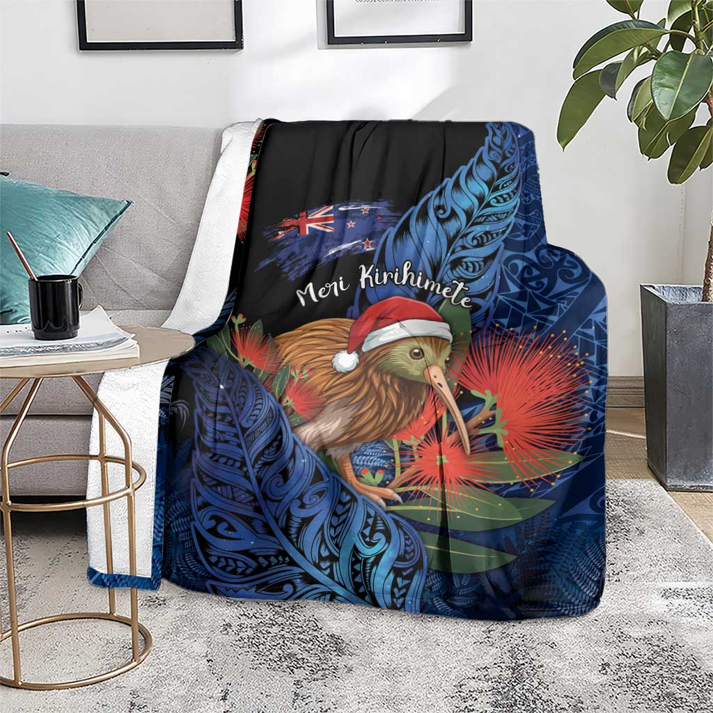 New Zealand Christmas Blanket Santa Kiwi Bird With Pohutukawa Flowers DT05 - Polynesian Pride