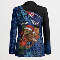 Personalised New Zealand Christmas Blazer Santa Kiwi Bird With Pohutukawa Flowers DT05 - Polynesian Pride