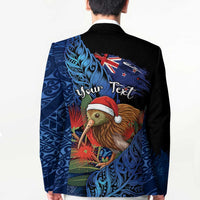 Personalised New Zealand Christmas Blazer Santa Kiwi Bird With Pohutukawa Flowers DT05 - Polynesian Pride