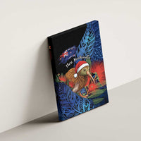 New Zealand Christmas Canvas Wall Art Santa Kiwi Bird With Pohutukawa Flowers DT05 - Polynesian Pride