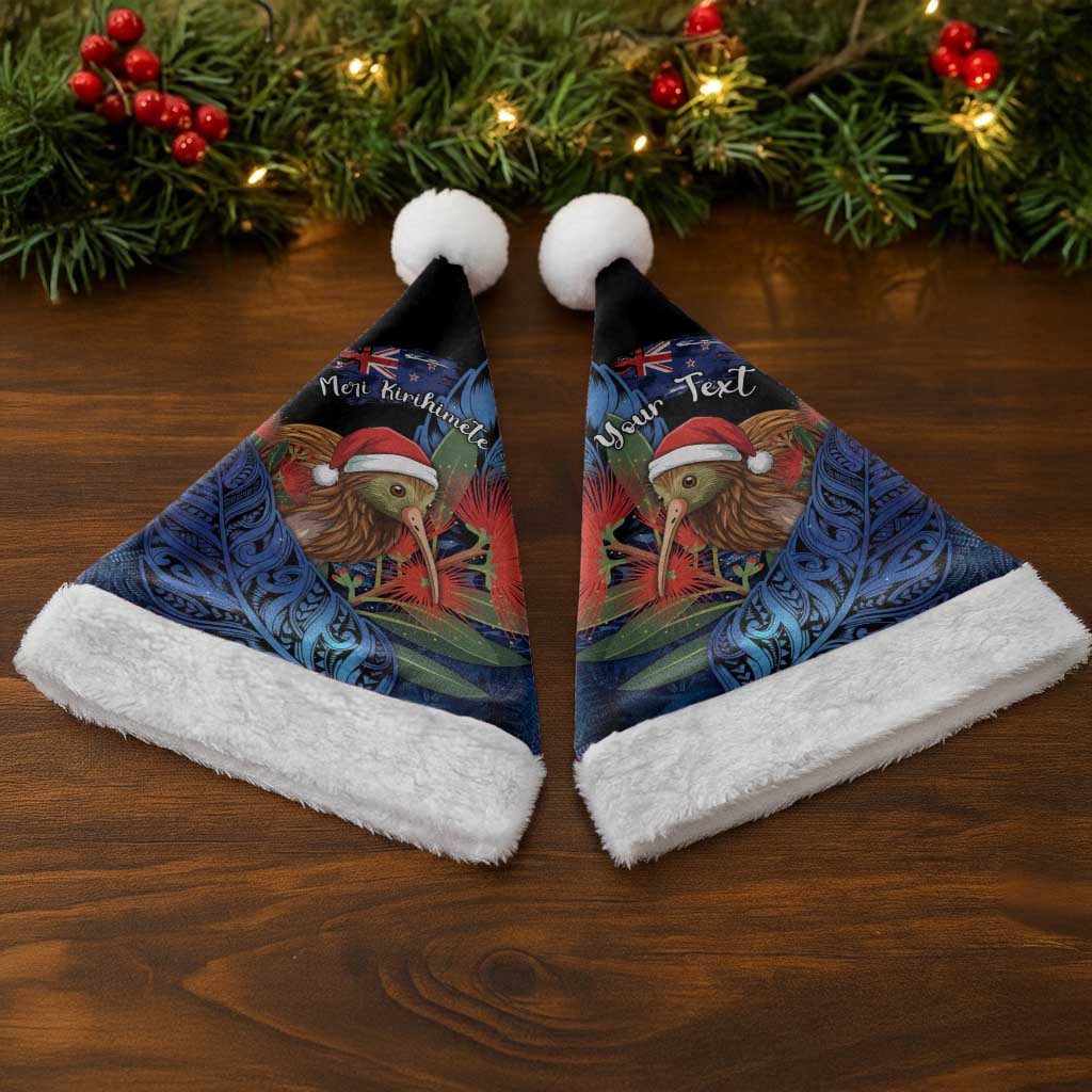Personalised New Zealand Christmas Santa Hat Santa Kiwi Bird With Pohutukawa Flowers DT05 - Polynesian Pride