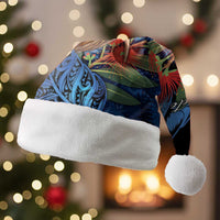 Personalised New Zealand Christmas Santa Hat Santa Kiwi Bird With Pohutukawa Flowers DT05 Without Fur Navy - Polynesian Pride