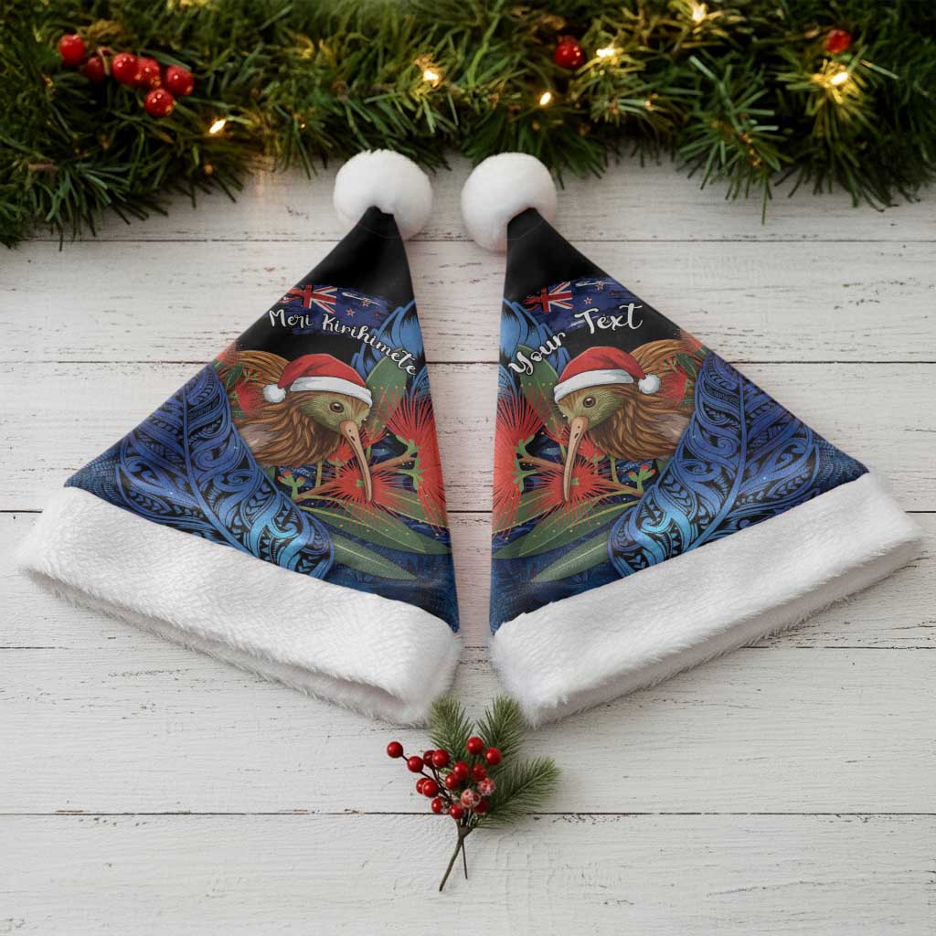 Personalised New Zealand Christmas Santa Hat Santa Kiwi Bird With Pohutukawa Flowers DT05 - Polynesian Pride