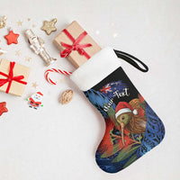 Personalised New Zealand Christmas Stocking Santa Kiwi Bird With Pohutukawa Flowers DT05 - Polynesian Pride