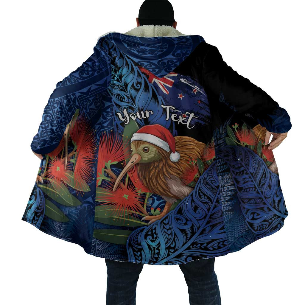 Personalised New Zealand Christmas Cloak Santa Kiwi Bird With Pohutukawa Flowers - Polynesian Pride