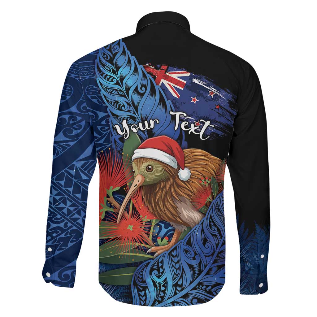Personalised New Zealand Christmas Family Matching Mermaid Dress and Hawaiian Shirt Santa Kiwi Bird With Pohutukawa Flowers DT05 - Polynesian Pride