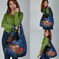 New Zealand Christmas Grocery Bag Santa Kiwi Bird With Pohutukawa Flowers DT05 - Polynesian Pride