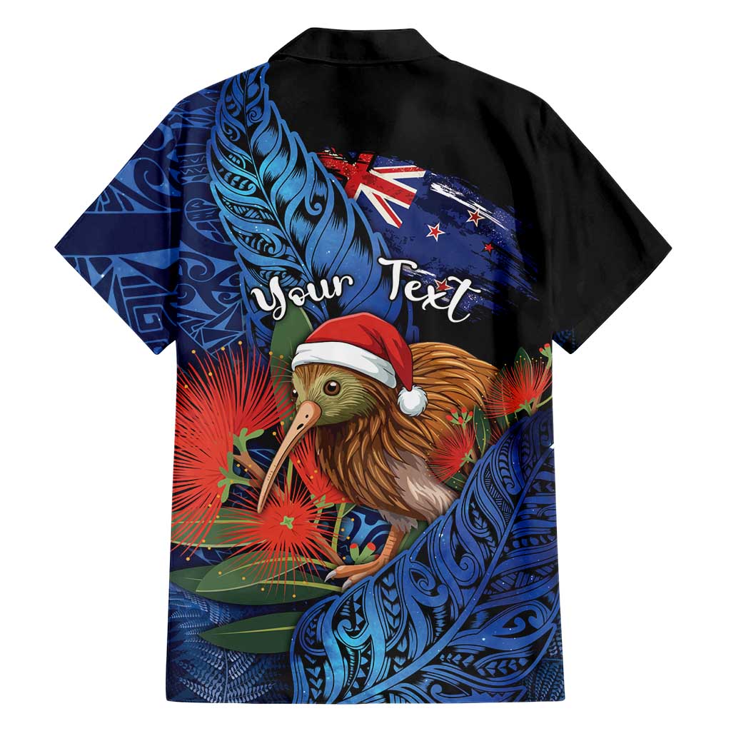 Personalised New Zealand Christmas Hawaiian Shirt Santa Kiwi Bird With Pohutukawa Flowers DT05 - Polynesian Pride
