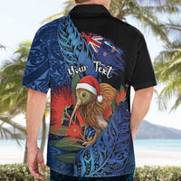 Personalised New Zealand Christmas Hawaiian Shirt Santa Kiwi Bird With Pohutukawa Flowers DT05 - Polynesian Pride