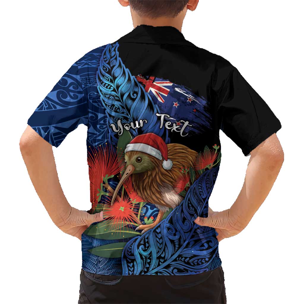 Personalised New Zealand Christmas Hawaiian Shirt Santa Kiwi Bird With Pohutukawa Flowers DT05 - Polynesian Pride