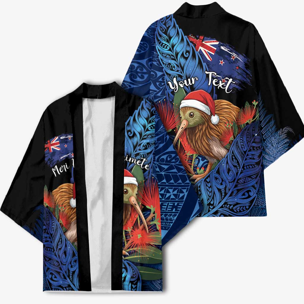 Personalised New Zealand Christmas Kimono Santa Kiwi Bird With Pohutukawa Flowers DT05 - Polynesian Pride