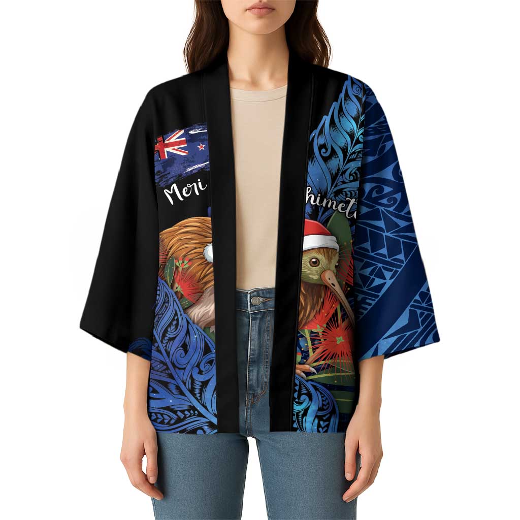 Personalised New Zealand Christmas Kimono Santa Kiwi Bird With Pohutukawa Flowers DT05 - Polynesian Pride